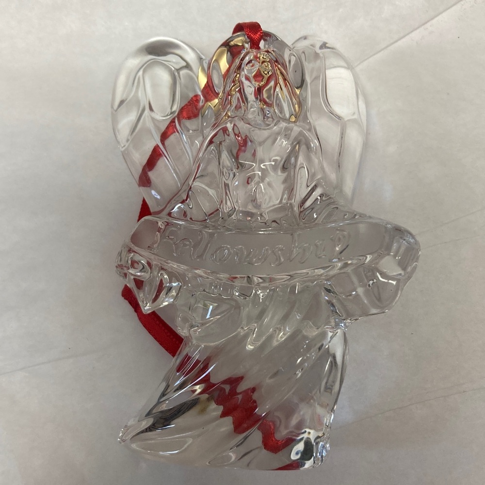Waterford Crystal Angel Ornament with Red Ribbon